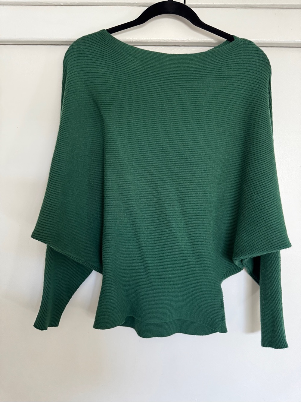 Green Ribbed Boatneck Women’s Sweater
